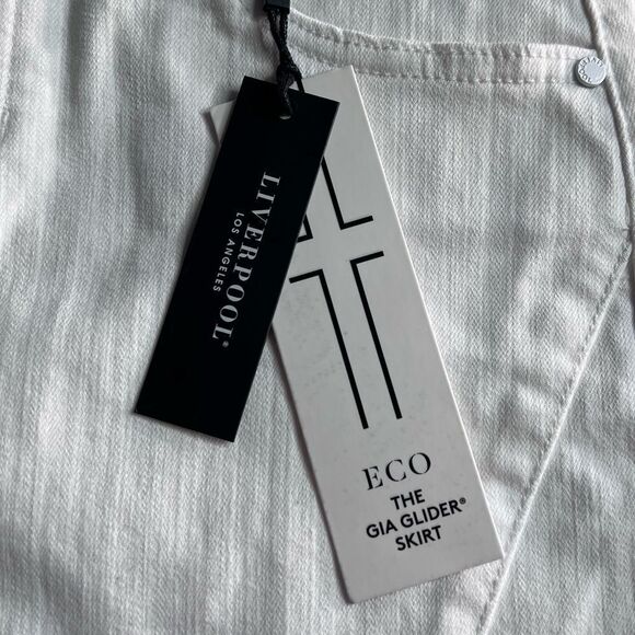 Liverpool Los Angeles Eco Gia Glider Raw Hem Skirt in White. Size 0P/25 W. NWT! - Picture 8 of 15